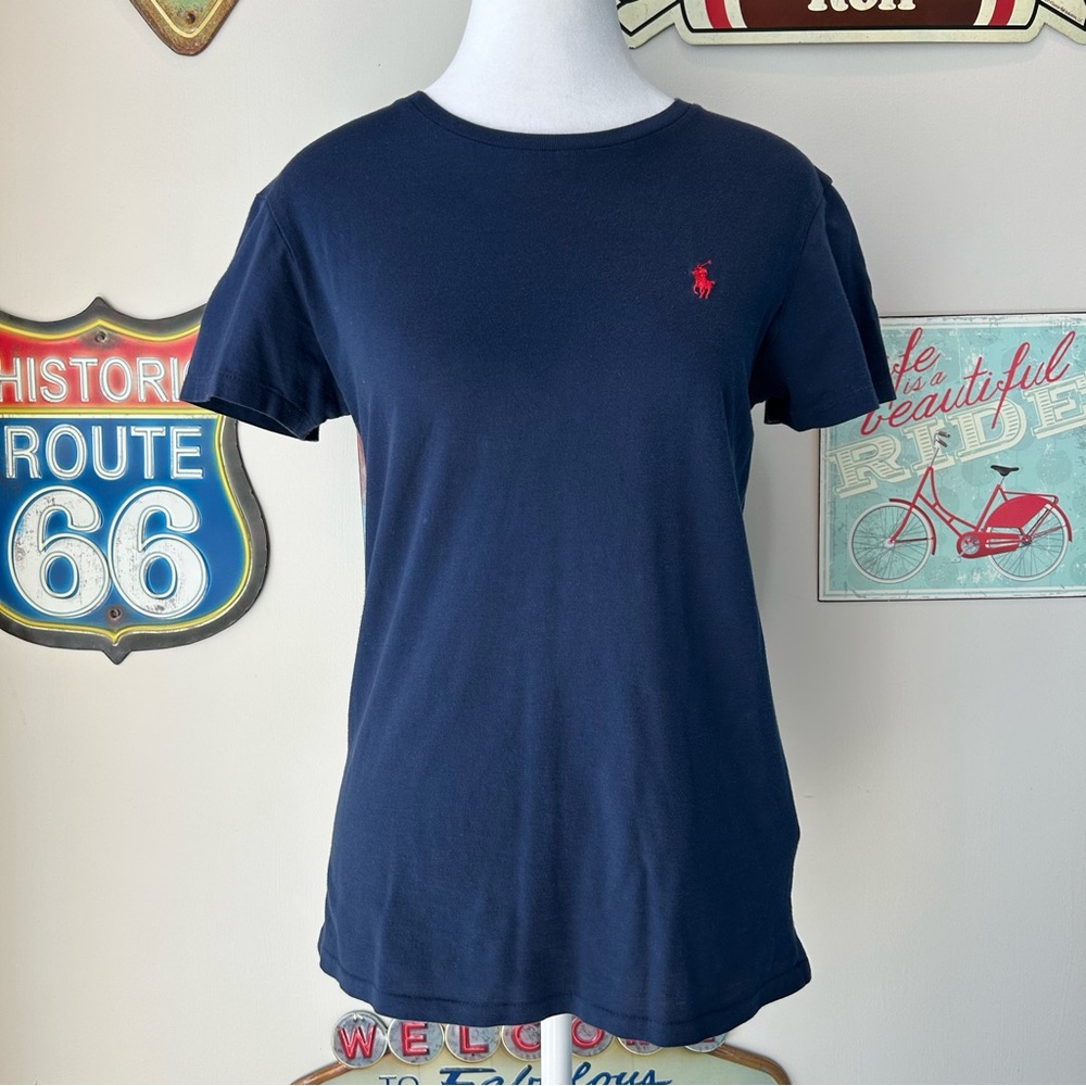 Ralph Lauren Sport Navy Pima Cotton Short Sleeve Tee Wardrobe Essentials Luxe